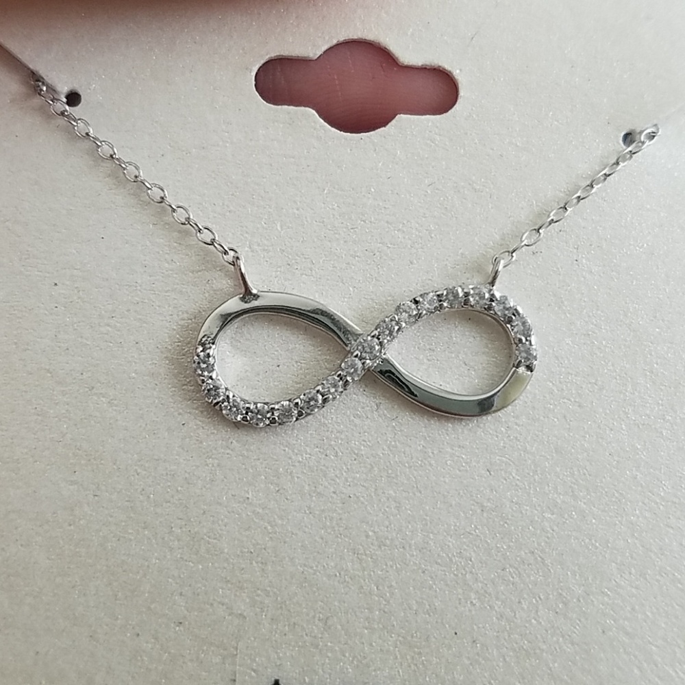 Sterling silver CZ infinity necklace